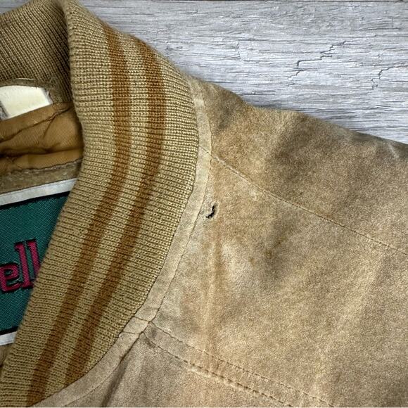 Vintage 90s Distressed Suede Bomber Jacket Grunge Pelle Primo - Picture 6 of 11